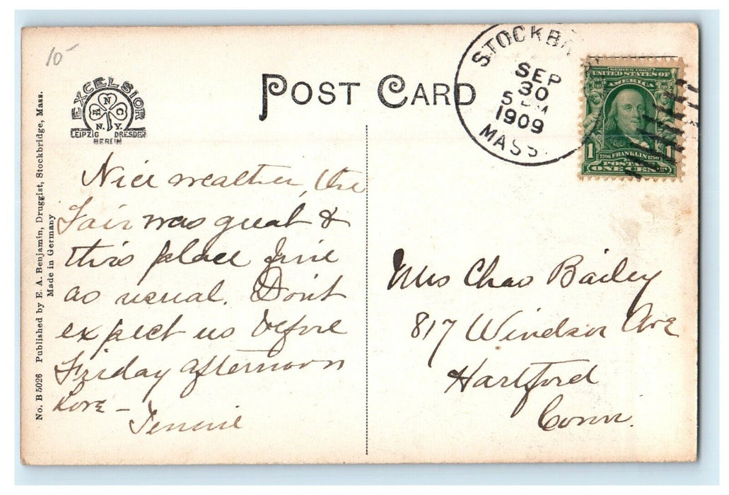 1909 Red Lion Inn in Stockbridge Massachusetts MA Antique Posted Postcard