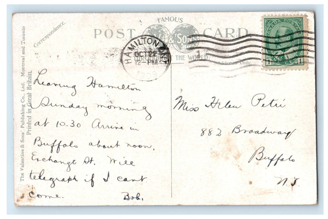 c1910 Scene in Reservoir Park Hamilton Canada Posted Antique Postcard