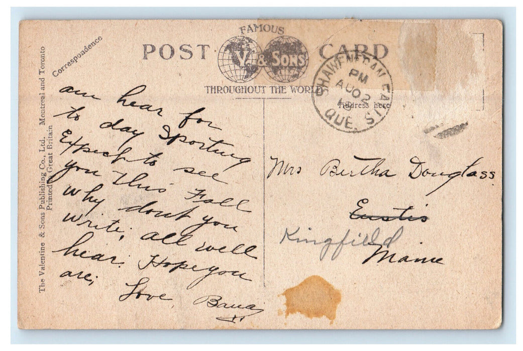 1918 City Hall Shawlnigan Falls, Montreal Quebec Canada Posted Postcard