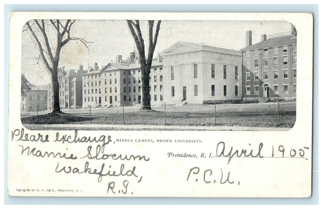 1905 Early Postcard Union Exchange Member Stamp Seal Brown University PMC RI