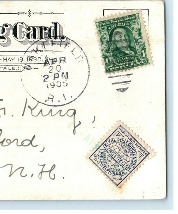 1905 Early Postcard Union Exchange Member Stamp Seal Brown University PMC RI