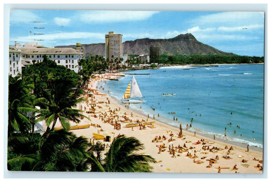 1969 Waikiki Beach Sun Surf And Sun View Honolulu Hawaii HI Vintage Postcard