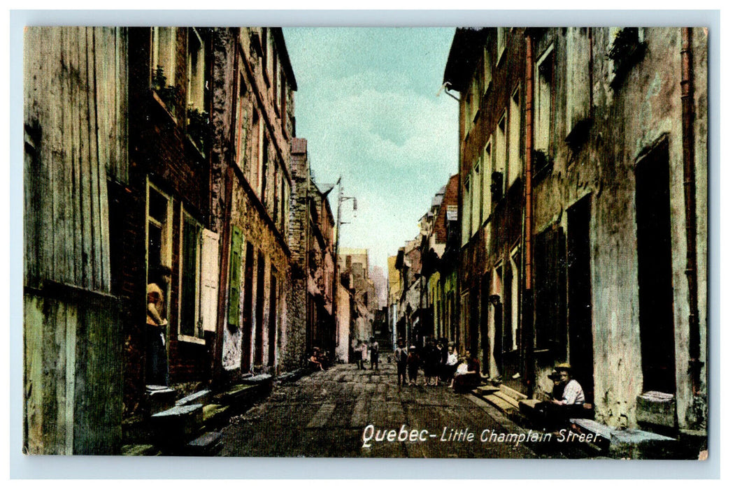 c1910 Little Champlain Street, Quebec Canada Unposted Antique Tuck Postcard