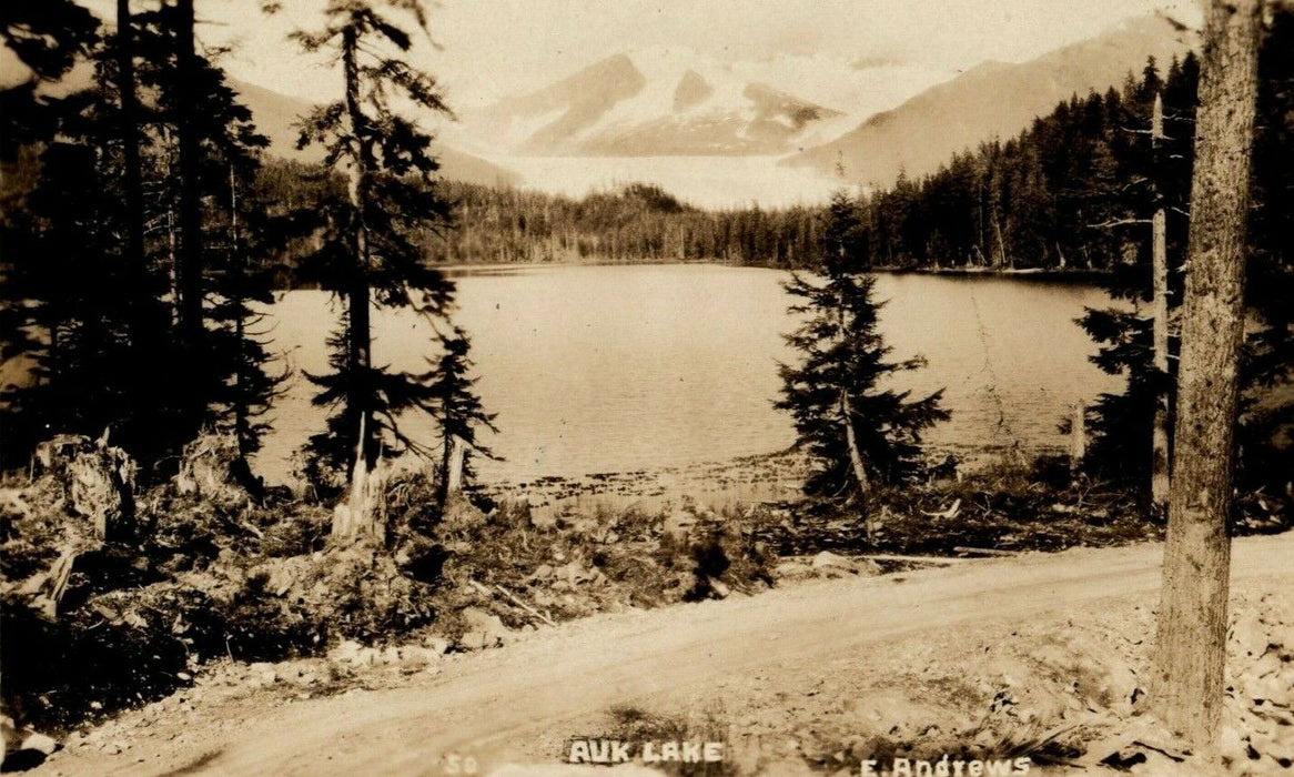 1927 Auke Lake Sitka Juneau Alaska AK Antique RPPC Photo E. Andrews Postcard