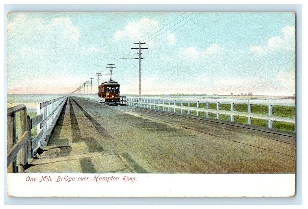 c1905 One Mile Bridge over Hampton River Hampton Beach New Hampshire NH Postcard