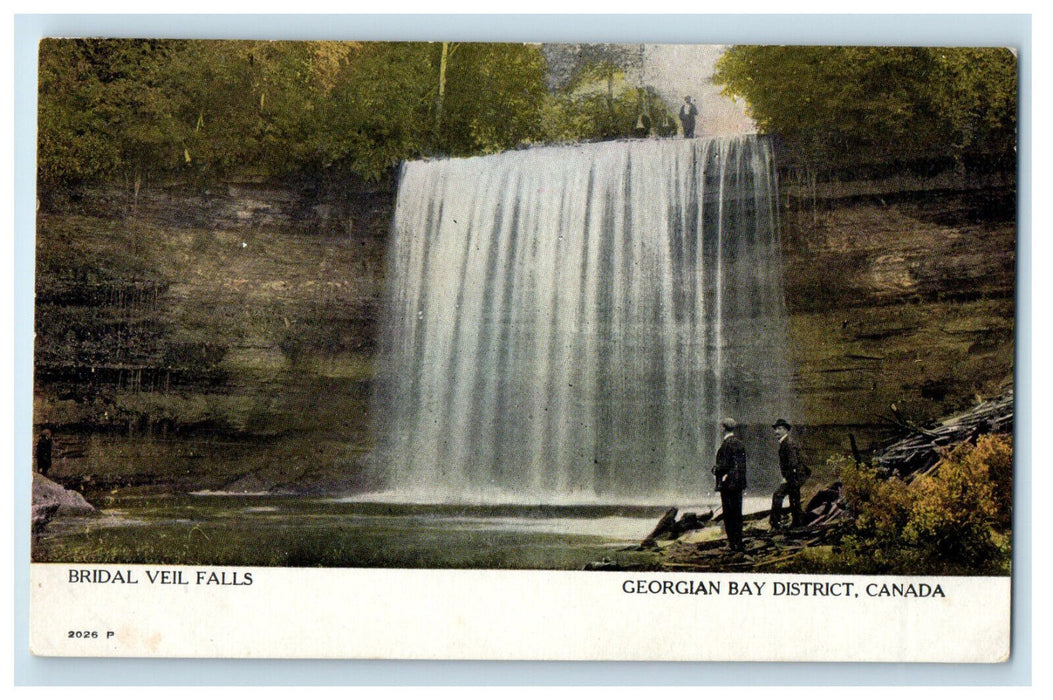 c1910 Bridal Veil Falls, Gregorian Bay District Canada Unposted Postcard