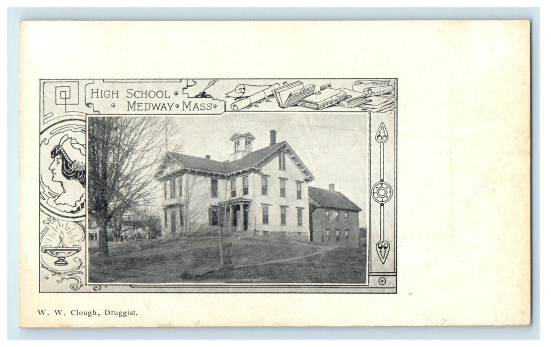 1901 High School Building in Medway Massachusetts MA Unposted Postcard