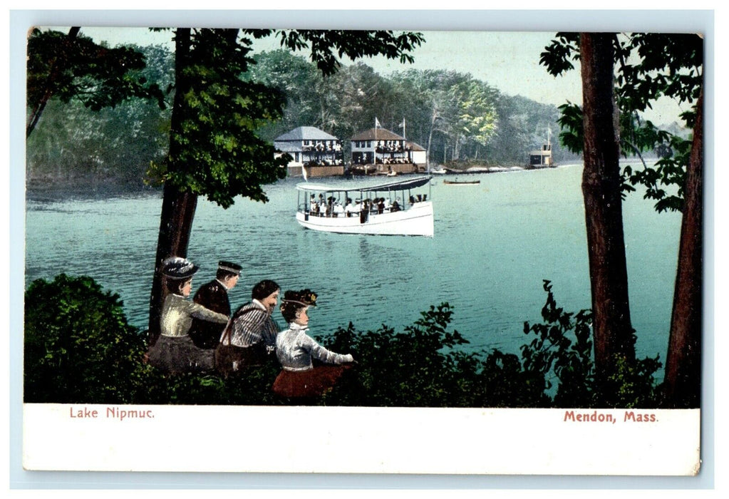 c1905 Lake Nipmuc Boat Scene Mendon Massachusetts MA Undivided Back Postcard