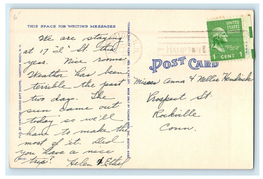 1948 Music Playing and Cars Moving, Hampton Beach New Hampshire NH Postcard