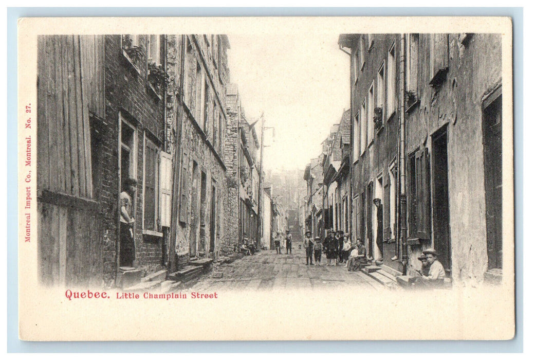 c1940s Little Champlain Street Quebec Canada Unposted Vintage Postcard