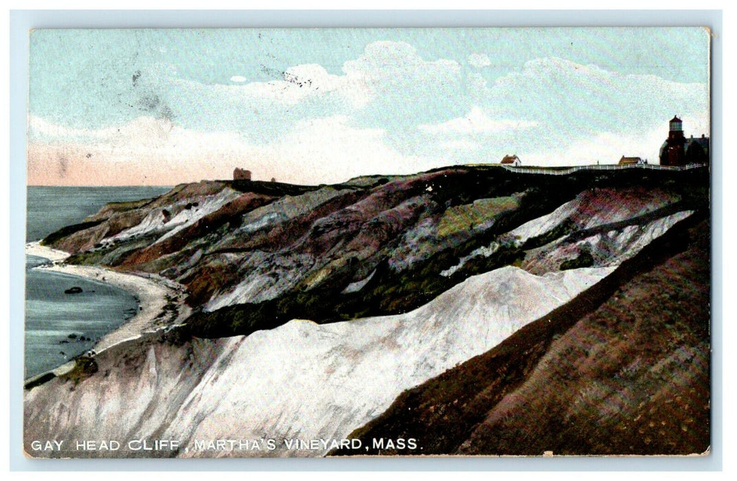 1908 Gay Head Cliff, Martha's Vineyard, Massachusetts MA Postcard