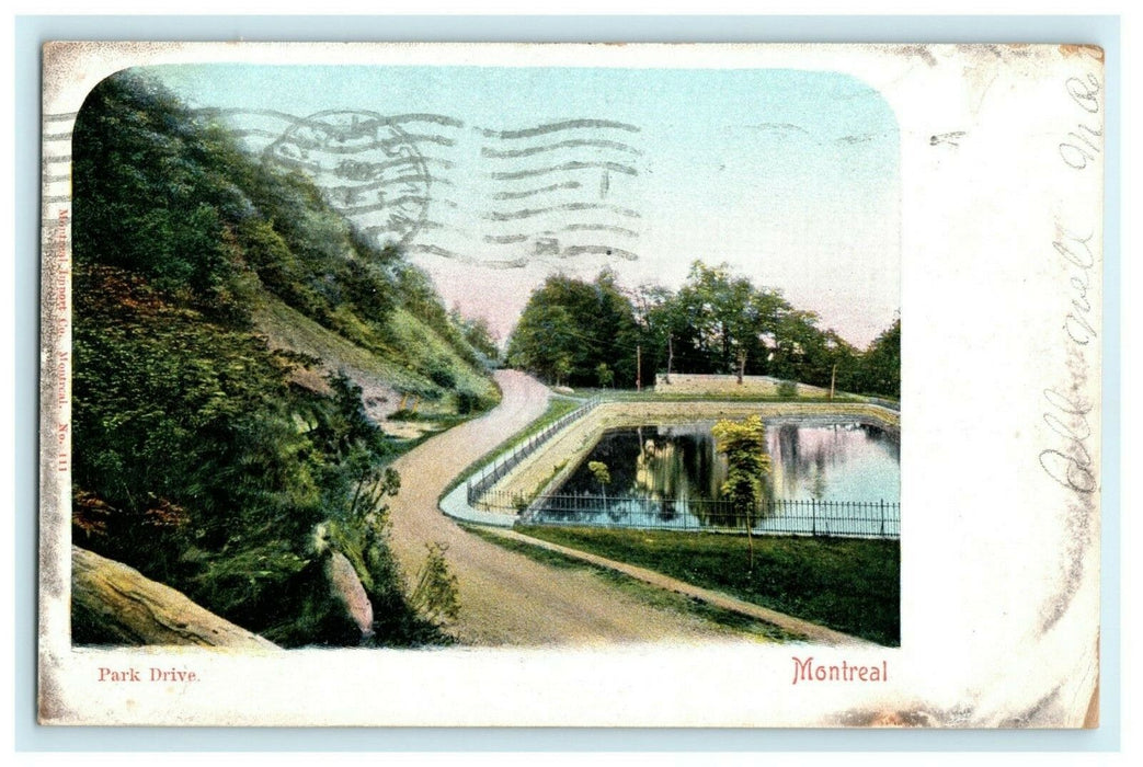 Park Drive Montreal Canada 1905 Pond Road Hill Old Vintage Postcard