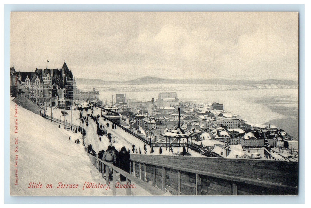 c1910 Slide On Terrace (Winter) Quebec Canada Unposted Antique Postcard