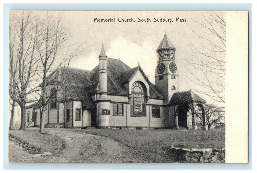 1914 Memorial Church South Sudbury, Massachusetts MA Antique Postcard