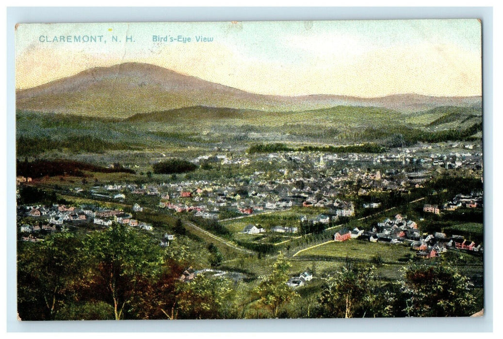 1910 Tuck's Bird's Eye View Of Claremont New Hampshire NH Antique Postcard