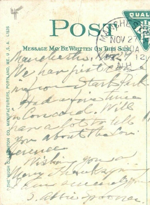 1912 Concord New Hampshire NH, The City Library Posted Antique Postcard