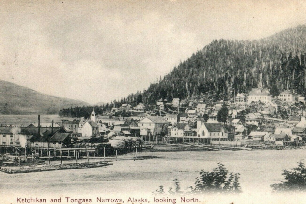 1906 Ketchikan and Tongass Narrows Alaska AK Posted Antique Postcard