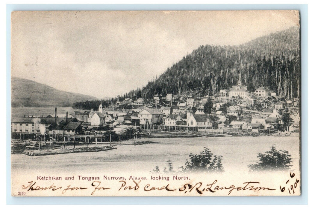 1906 Ketchikan and Tongass Narrows Alaska AK Posted Antique Postcard