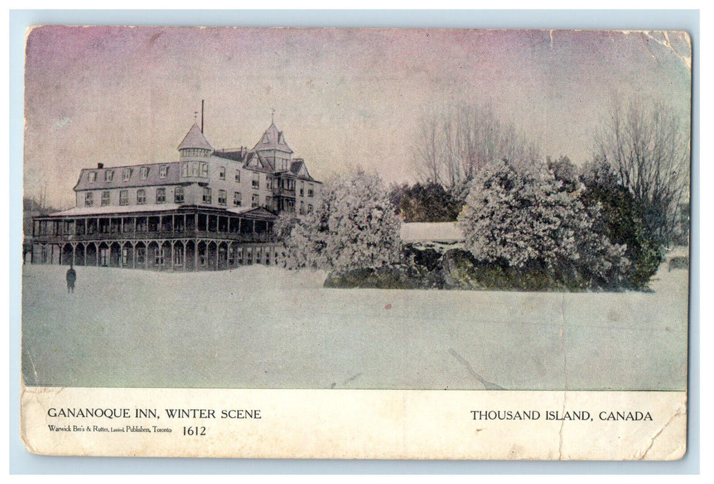 c1910 Gananoque Inn, Winter Scene Thousand Island Canada Unposted Postcard