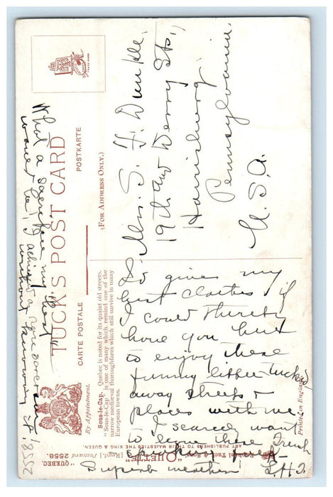 c1910 Street View, Sous Le Cap Quebec Canada Oilette Tuck Postcard