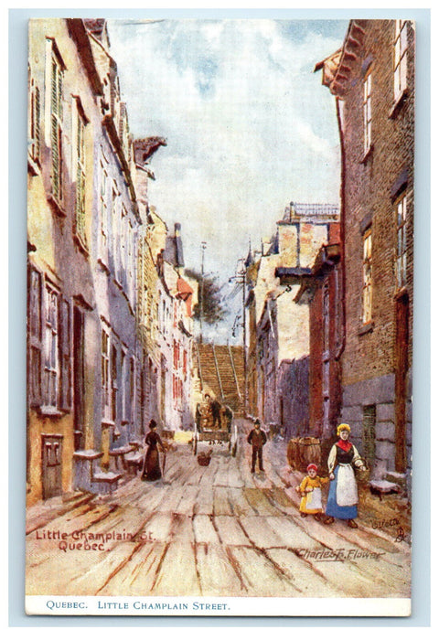 c1910 Little Champlain Street Canada Charles Flower Oilette Tuck Postcard