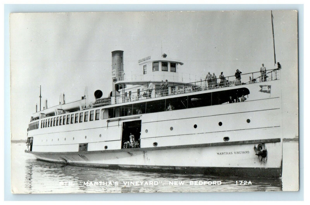 Steamer Ship Martha's Vineyard New Bedford MA RPPC Photo Antique Postcard