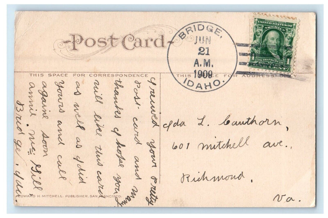 1909 Methodist Church Dirt Rock Bridge Boise Idaho ID Posted Antique Postcard