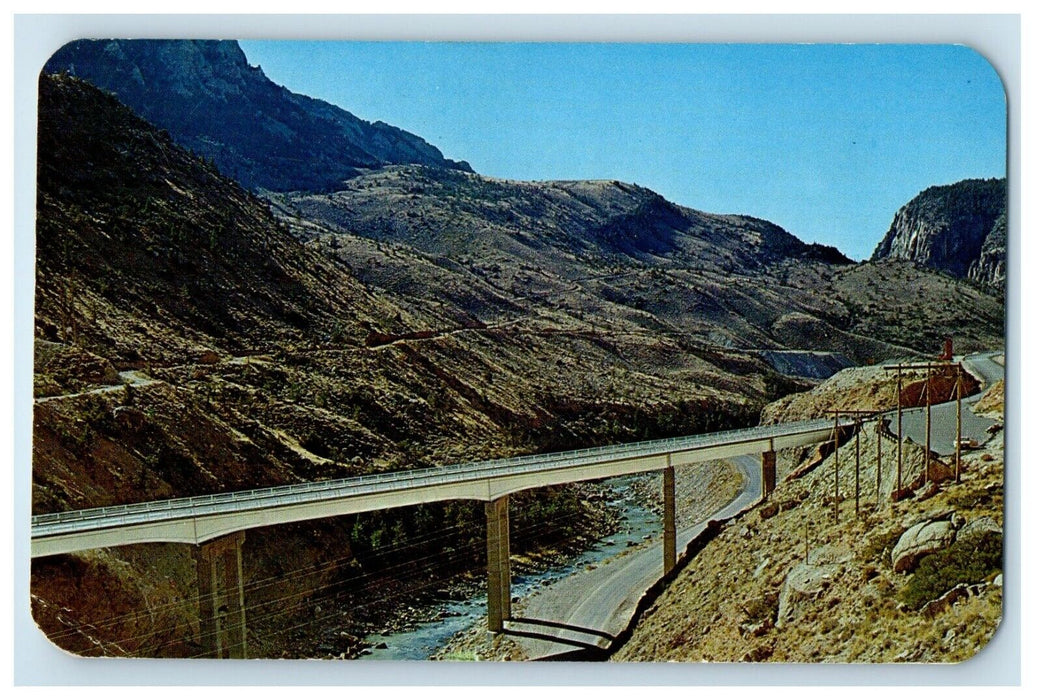1962 High Bridge Cody Way Yellowstone Park Wyoming In Shoshone Canon Postcard