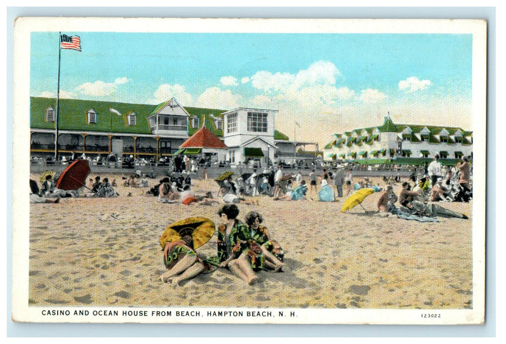 1934 Casino and Ocean House from Beach Hampton Beach New Hampshire NH Postcard
