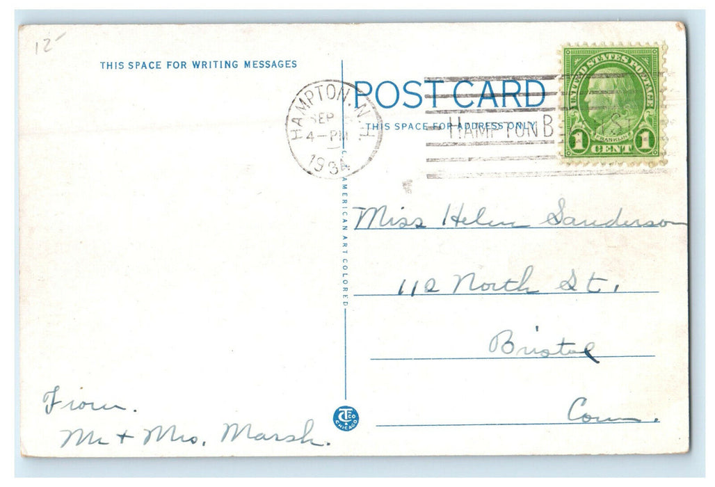 1934 Casino and Ocean House from Beach Hampton Beach New Hampshire NH Postcard
