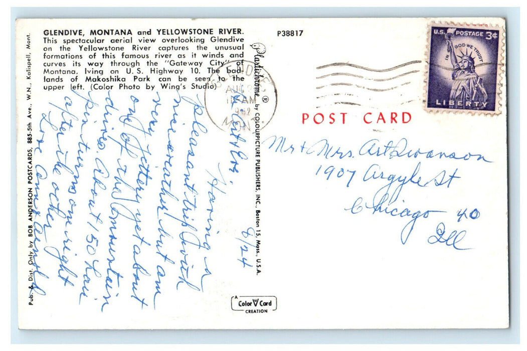 1964 Glendive on the Yellowstone Glendive Montana MO Posted Postcard