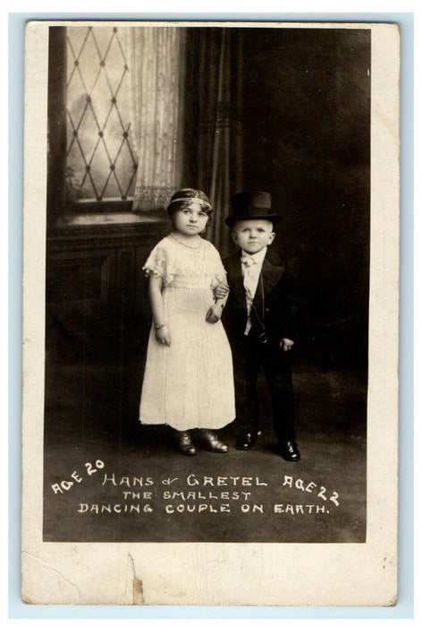 c1910's Hans And Gretel Smallest Dancing Couple Midget Dwarf RPPC Photo Postcard