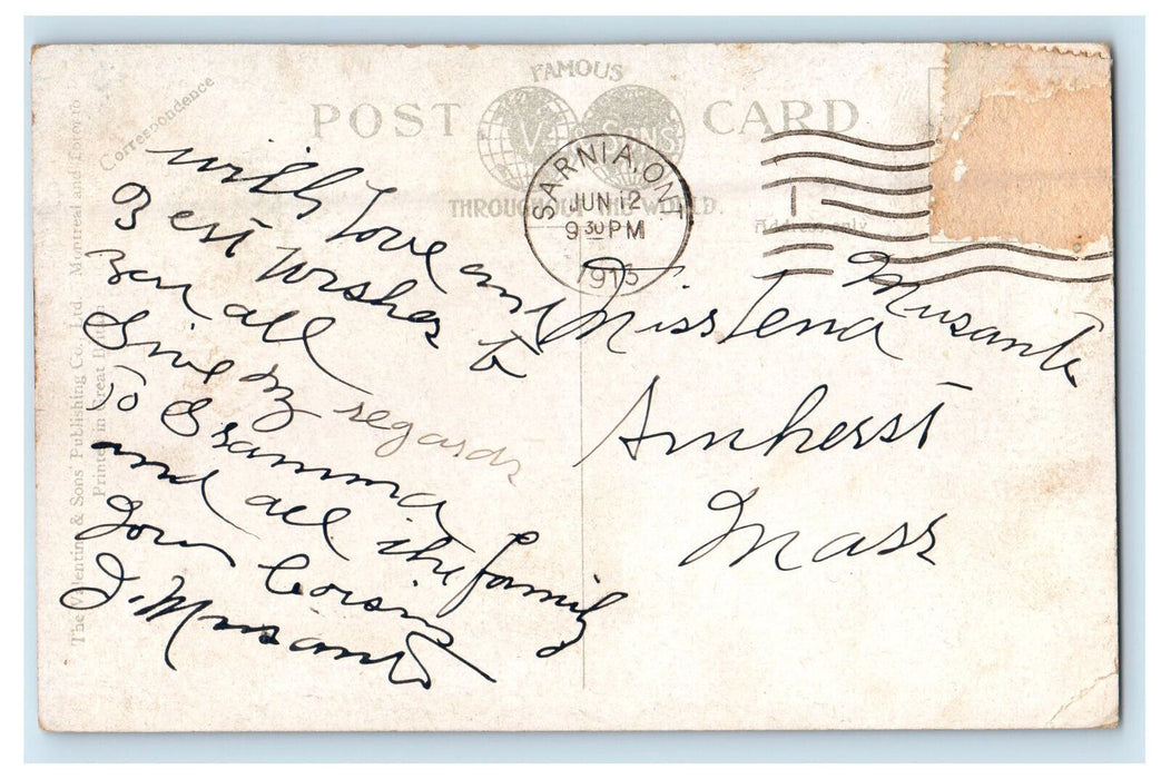 1913 Lovers Walk Sarnia Beaches Ontario Canada Antique Posted Postcard
