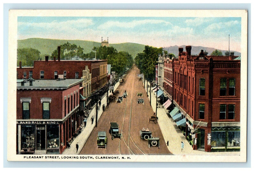 c1920's Pleasant Street Looking South Claremont New Hampshire NH Postcard