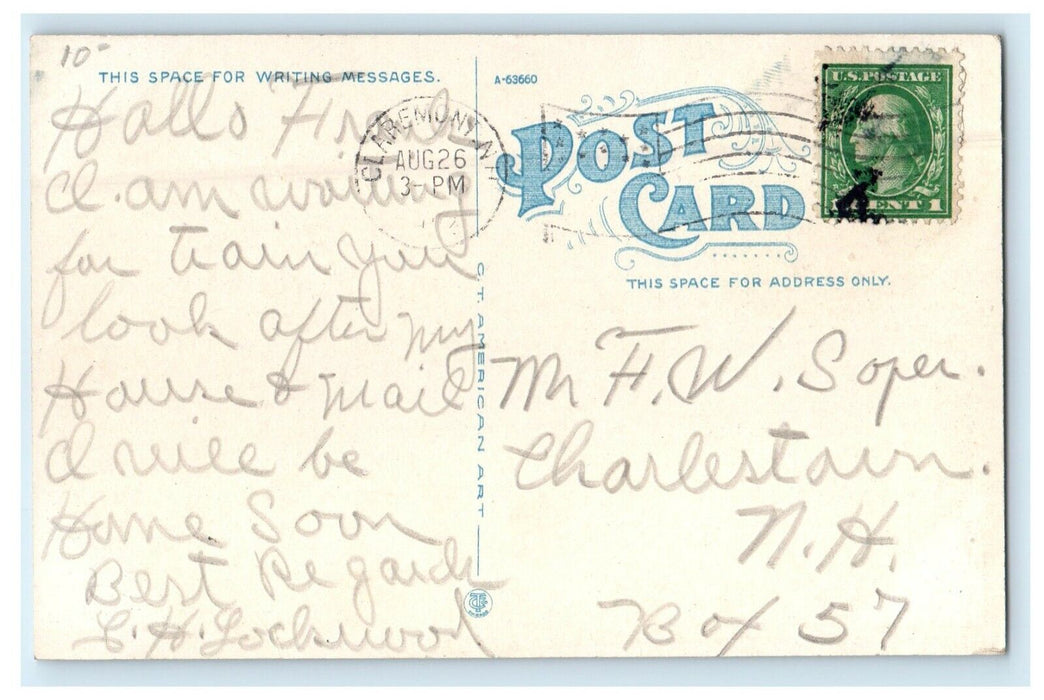 c1920's Pleasant Street Looking South Claremont New Hampshire NH Postcard