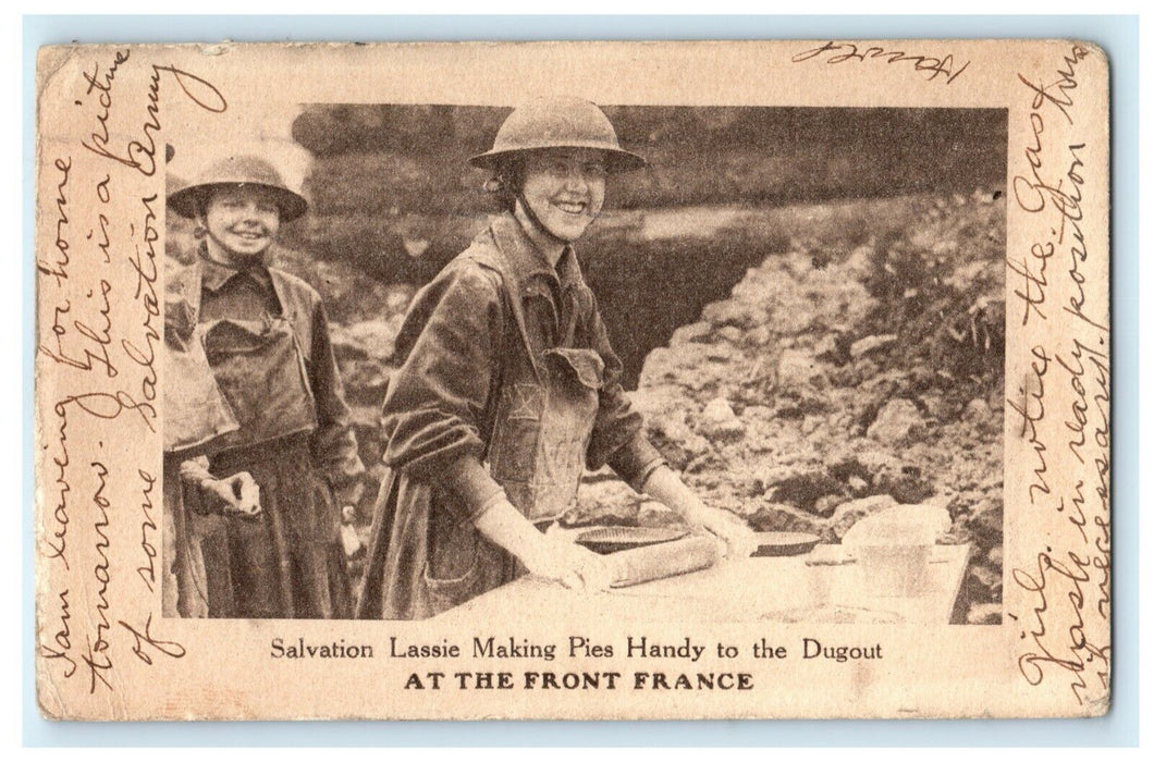 1919 Salvation Army France Making Pies Postcard