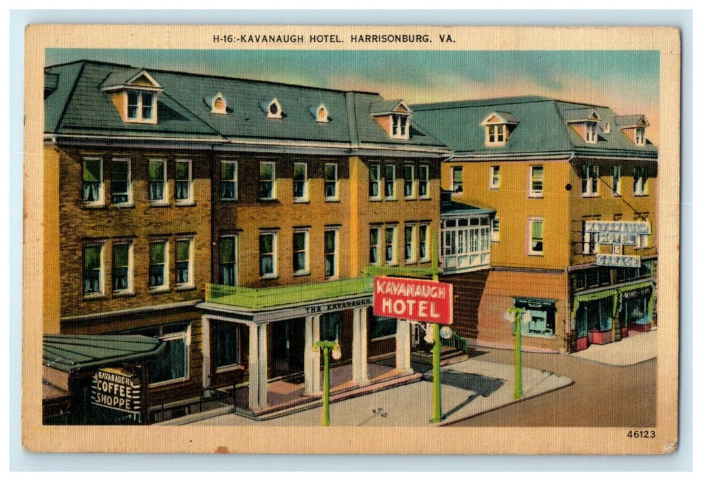 1947 Kavanaugh Hotel Sign Harrisburg Virginia VA Posted Vintage Postcard