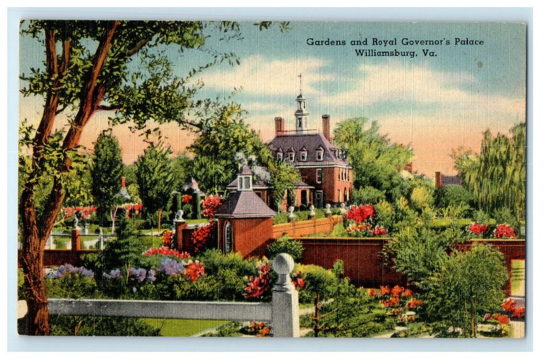 c1940's Gardens And Royal Governor's Palace Williamsburg Virginia VA Postcard