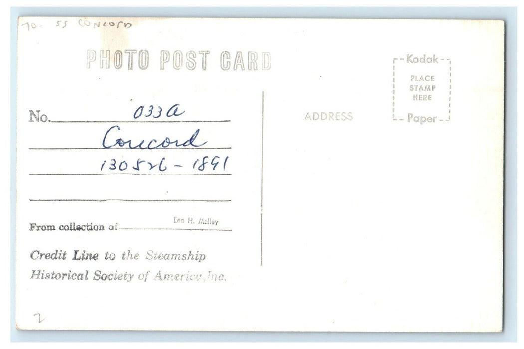 1891 S.S Concord Steamer Ship Colonial Line RPPC Photo Antique Postcard