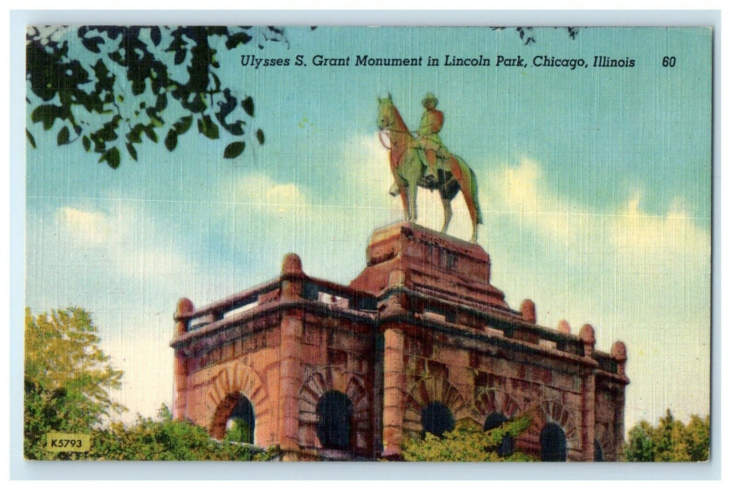 c1930's Ulysses S. Grant Monument Lincoln Park Chicago Illinois IL Postcard