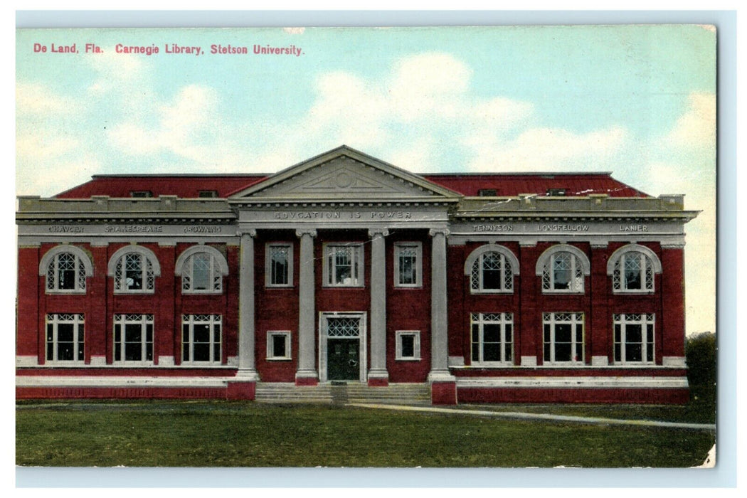 c1910 De Land Florida FL Carnegie Library Stetson University Postcard