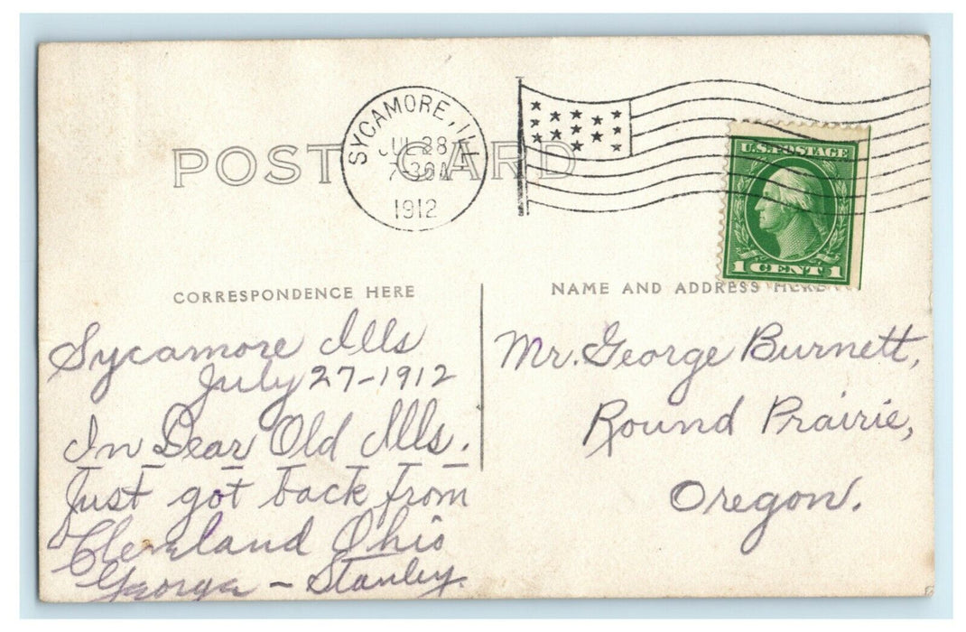 1912 Sycamore Illinois IL Bend in Kishwaukee River RPPC Photo MS Miller Postcard