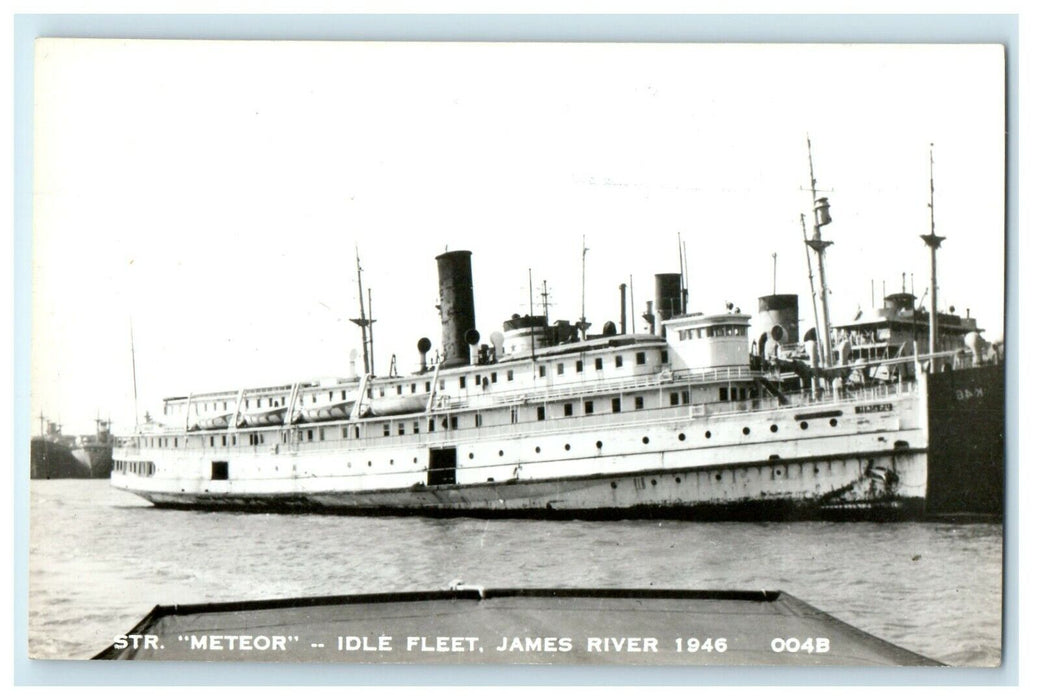 1899 STR Meteor Idle Feet James River RPPC Photo Antique Postcard
