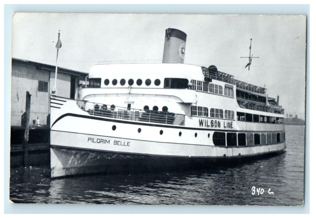 1885 Pilgrim Belle Wilson Line Steamship RPPC Photo Antique Postcard