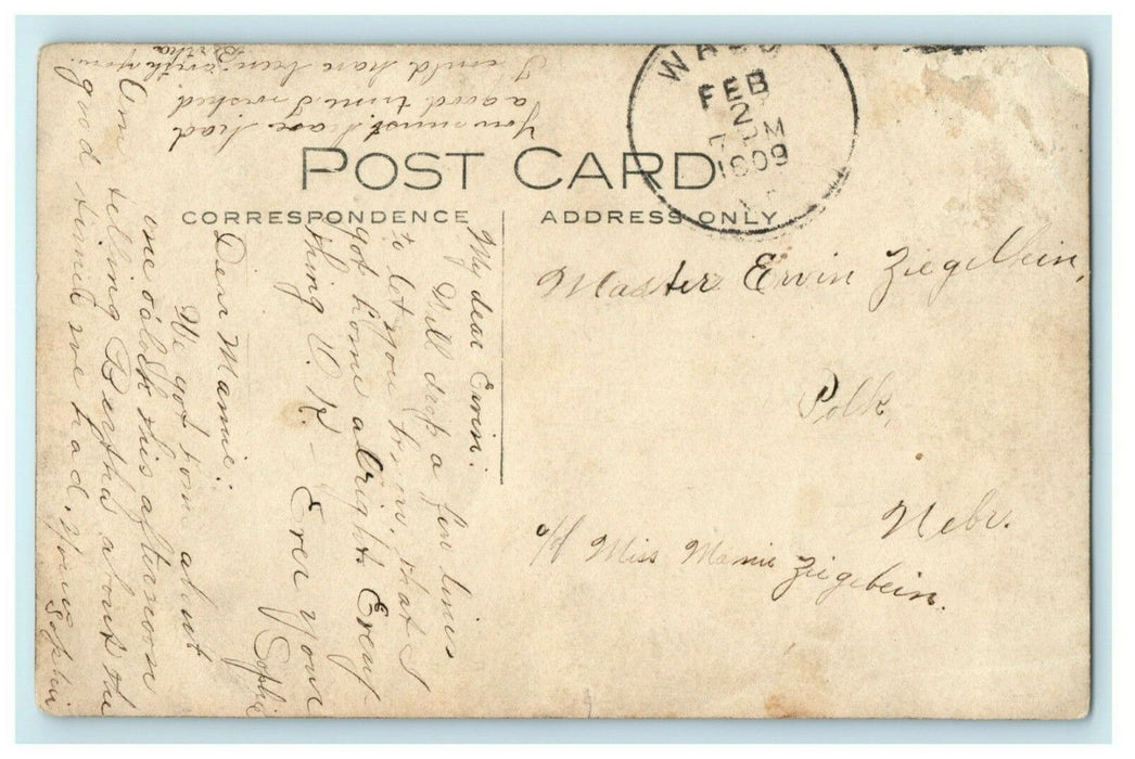 1909 Waco Nebraska NE Hen Farm House Posted Antique RPPC Photo Postcard