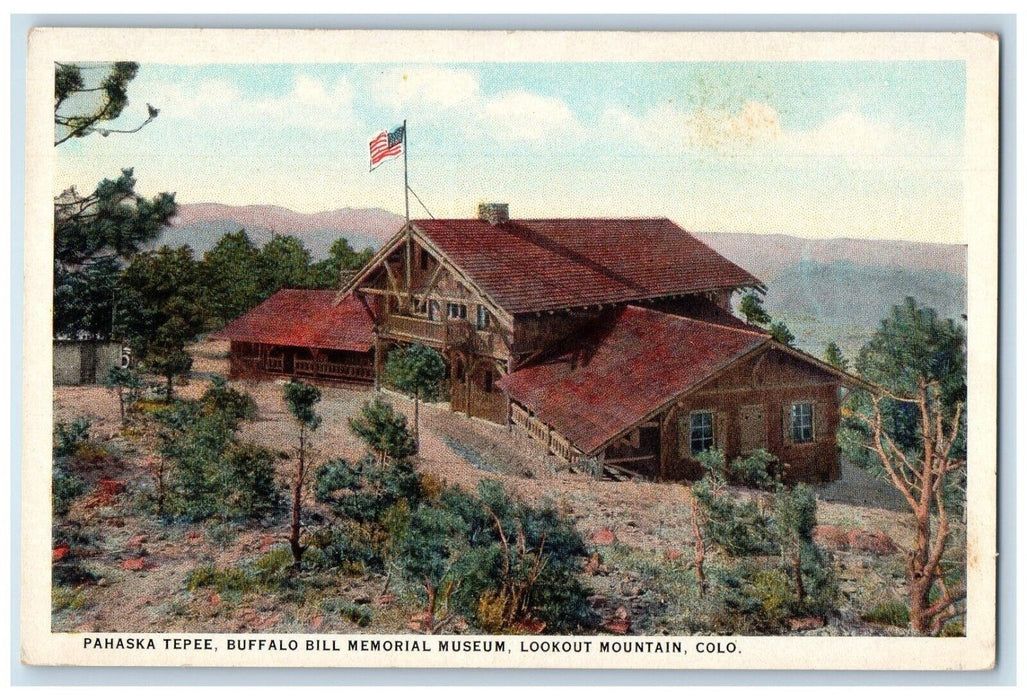 c1920 Pahaska Tepee Atop Lookout Mountain Buffalo Bill Denver Colorado Postcard