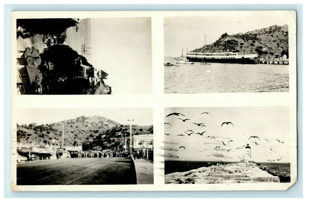 1924 Multiview Boat Catalina Island California CA RPPC Photo Posted Postcard