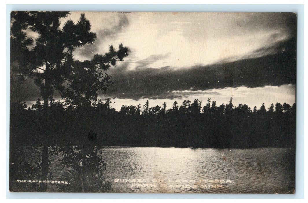 1916 Sunset on Lake Itasca Park Rapids Minnesota MN RPPC Photo Antique Postcard