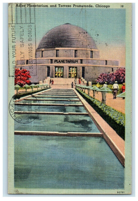 c1940's Adler Planetarium And Terrazo Premonade Chicago Illinois IL Postcard