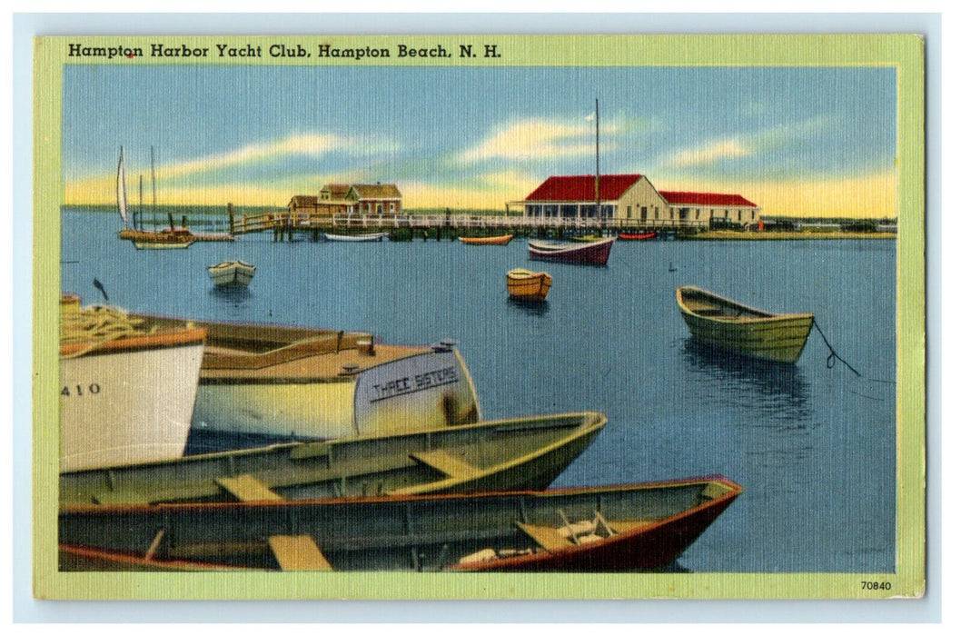 1946 Hampton Harbor Yacht Club, Hampton Beach New Hampshire NH Postcard